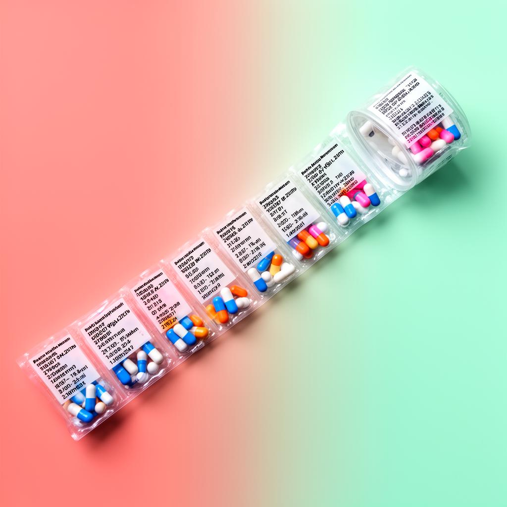A continuous strip of pre-sorted MediPacks pouches with colorful pills inside